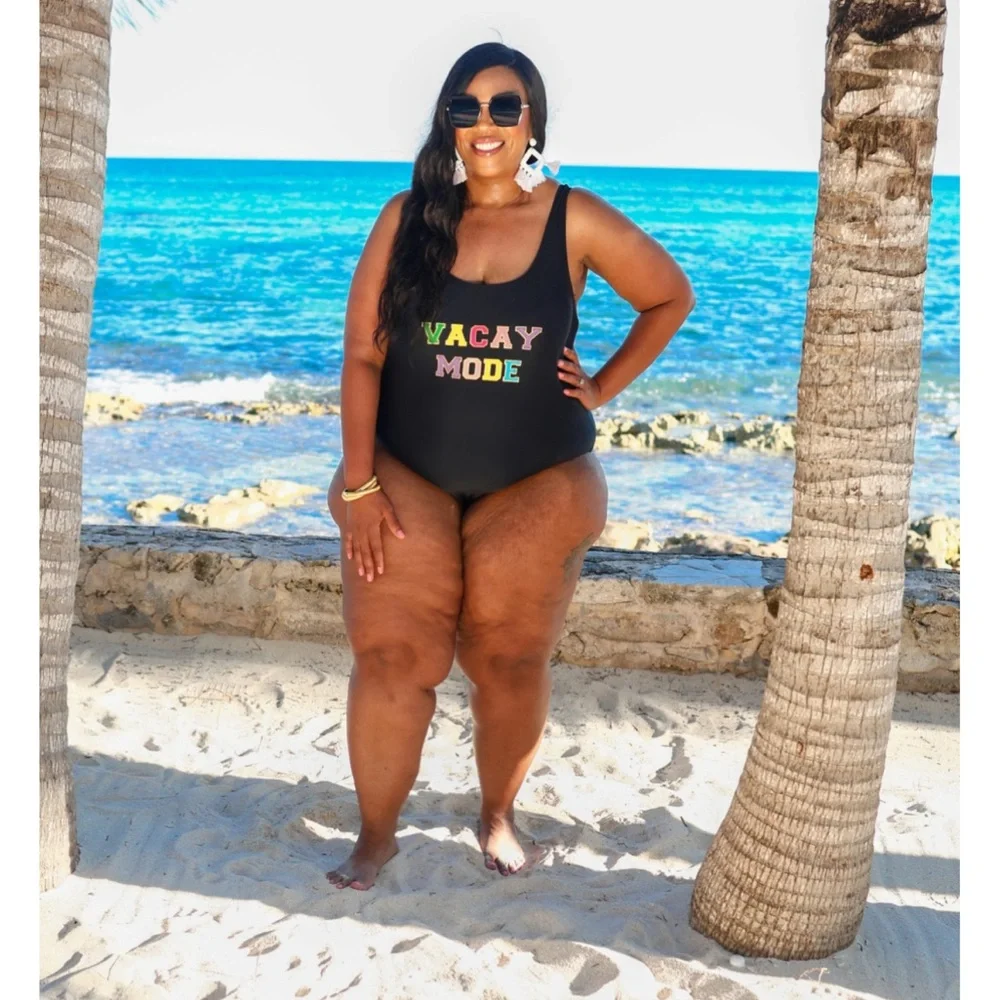 NWOT Black Vacay Mode Women's Swimsuit - Picture 4 of 4